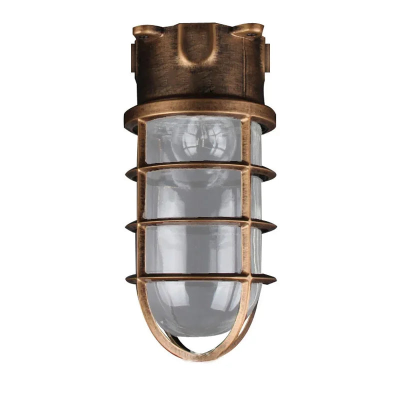 lampe murale industrielle vintage bronze noir gris ampoule e27 verre translucide grille métallique fixée