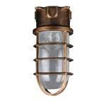 lampe murale industrielle vintage bronze noir gris ampoule e27 verre translucide grille métallique fixée