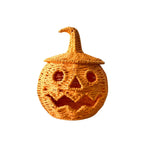 lanterne halloween citrouille tressée visage sculpté orange noire résine mat