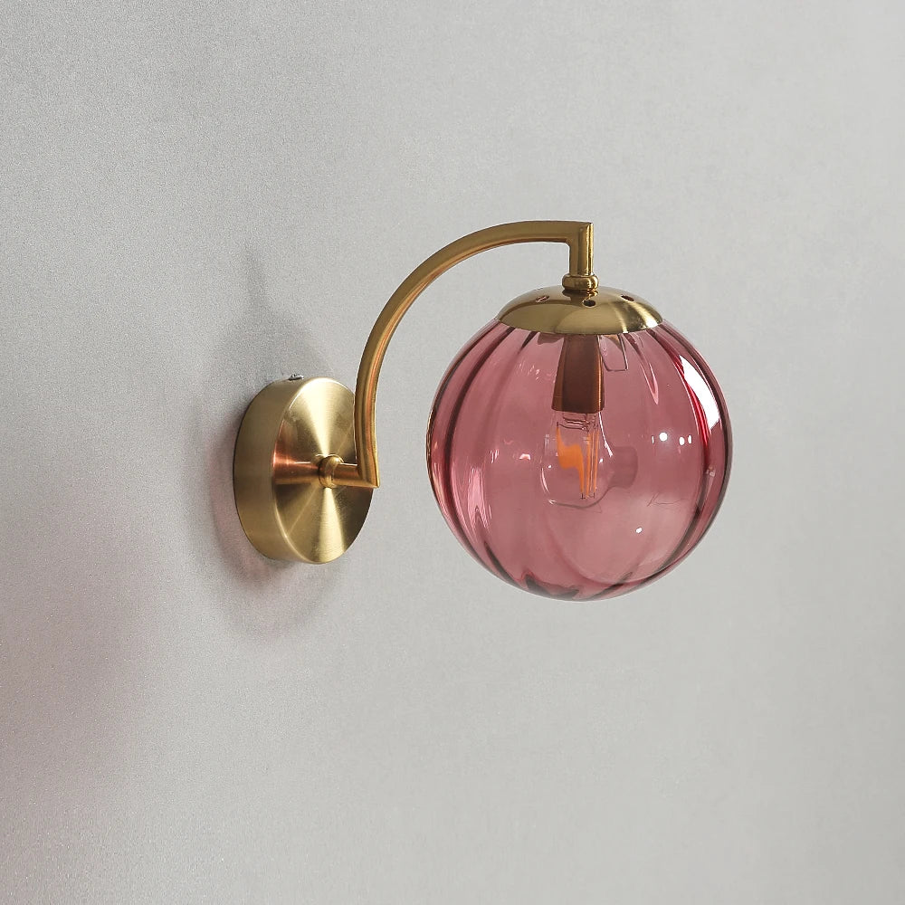 lampe murale moderne or métallique verre transparent strié cuisine chambre coucher salle manger