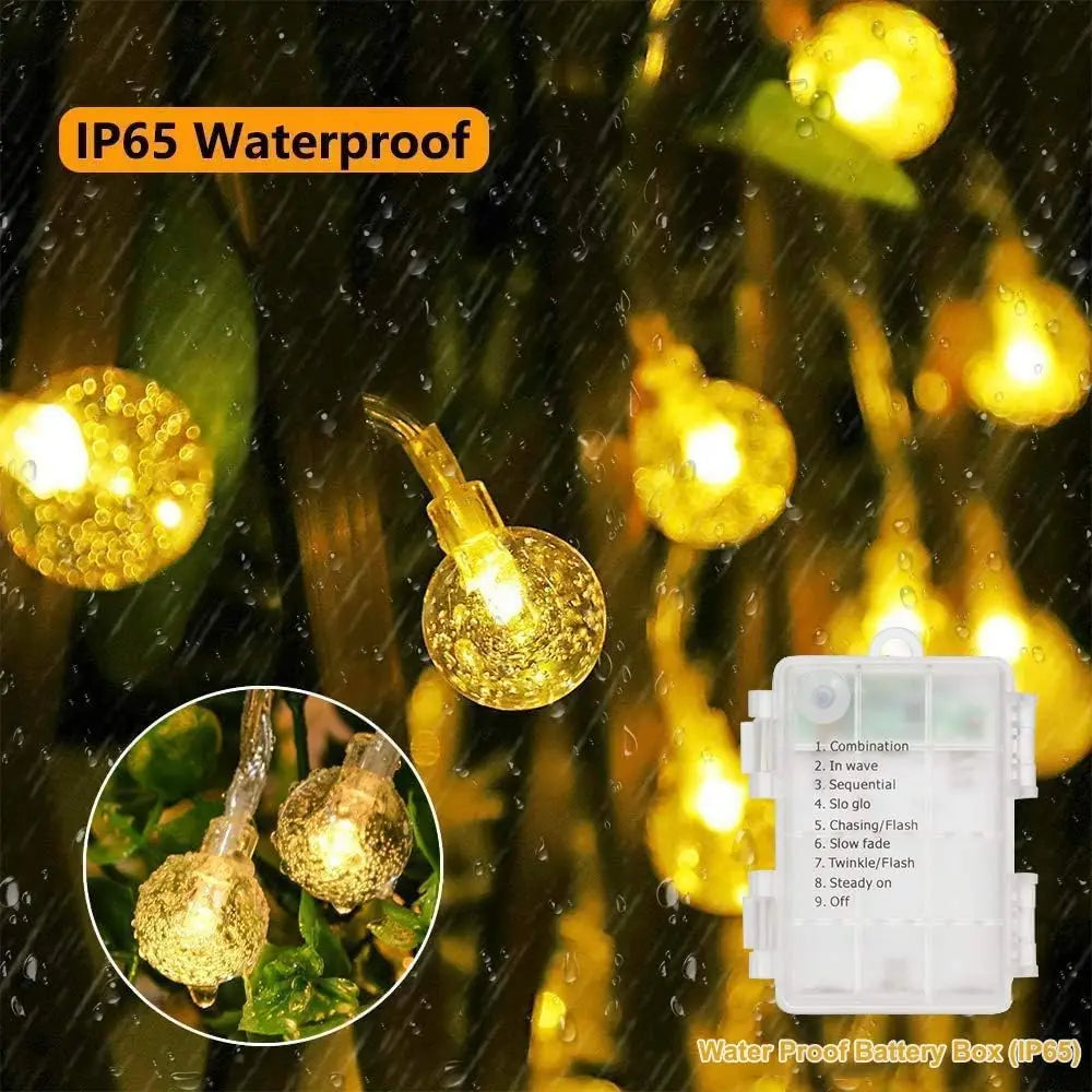 guirlande lumineuse boules translucides blanc chaud multicolore modes télécommande extérieur moderne