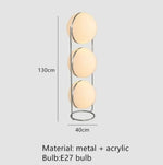 lampe sol moderne acrylique blanche dorée interrupteur rond translucide