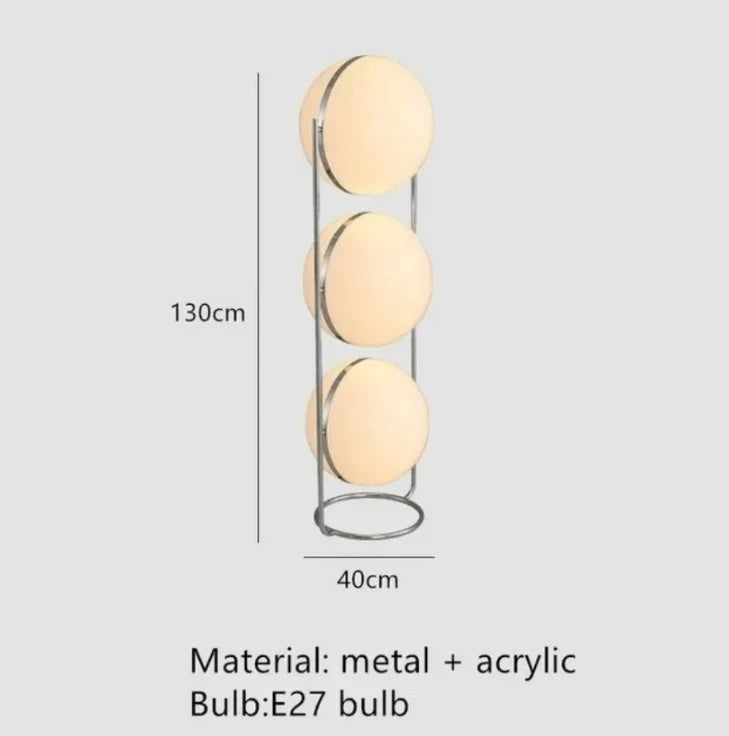 lampe sol moderne acrylique blanche dorée interrupteur rond translucide
