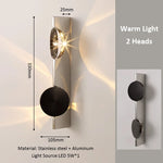 applique murale moderne led deux têtes éclairage quotidien murale acier inoxydable noir doré argenté