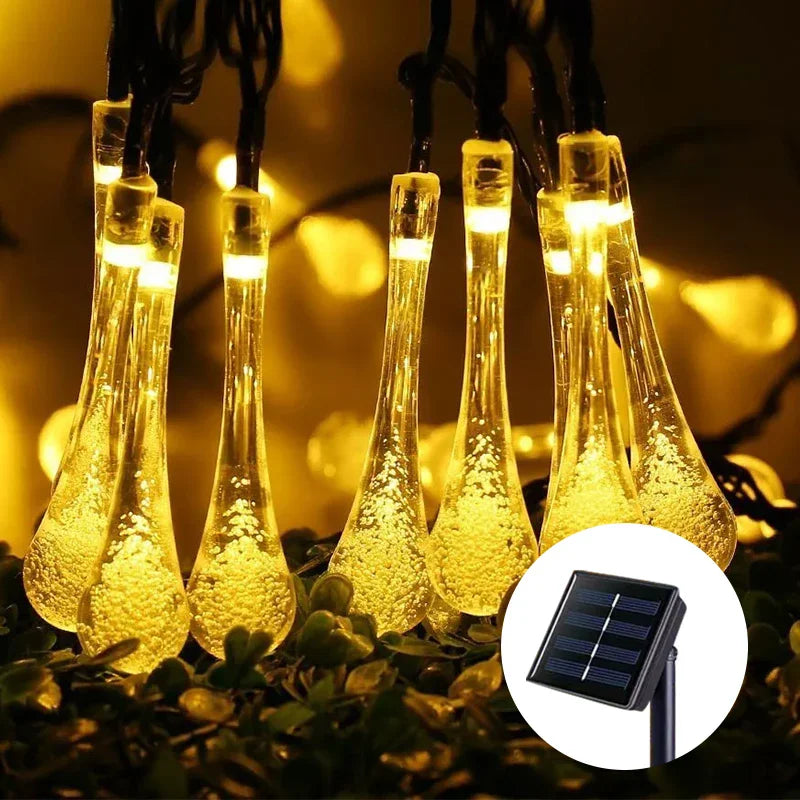 guirlande lumineuse solaire moderne 12m 100leds 8modes blanc chaud transparent bulles extérieur noël mariage