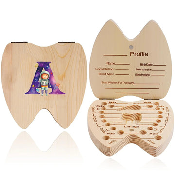 boîte dents bois astronaute carte profil grille tailles bébé
