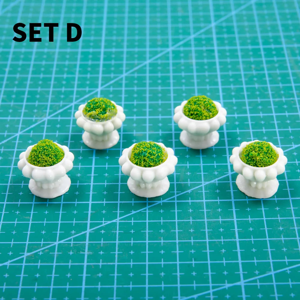 miniature pots fleurs blanc détails relief décoration jardin diy artificiels