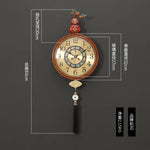 horloge murale or chinois moderne ornements fleurs arabes noirsOpaque