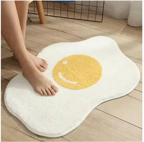 tapis sol doux omelette blanc jaune moderne antidérapant polyeste confortable maison
