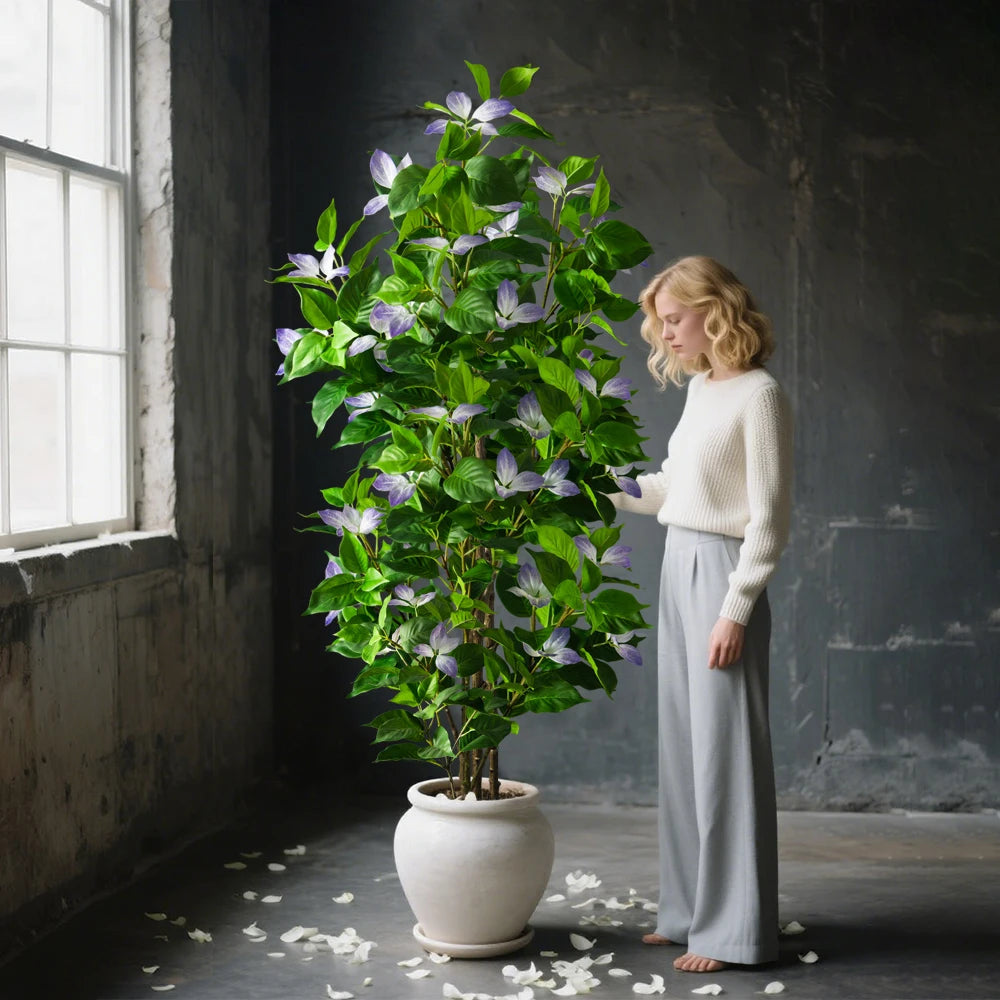 plante artificielle arbre ficus vert rose blanc moderne extérieur decoration maison jardin
