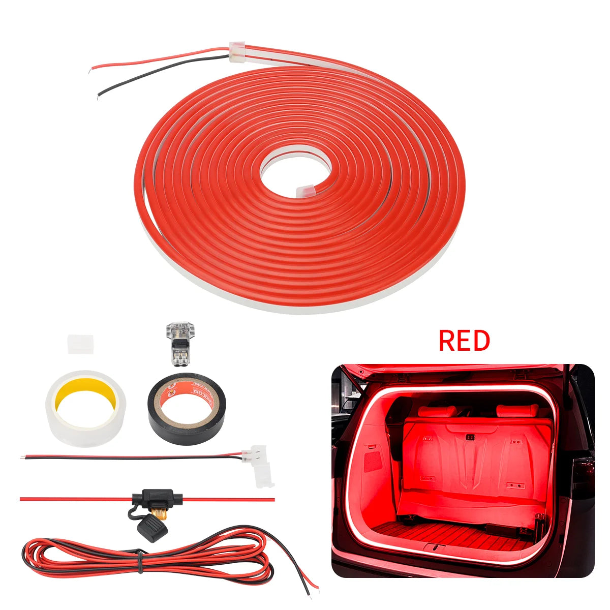 ruban led flexible moderne couleur bleu rouge blanc jaune vert connecteur cable interrupteur intérieur