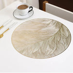 placemat moderne élégant blanc feuilles stylisées dorées résistants chaleur antidérapants accessoire cuisine