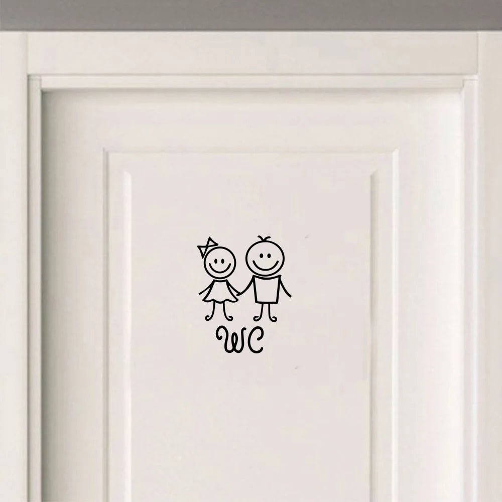 autocollants mural personnages stylisés humour minimaliste noir adhésif salle bain chambre enfants décoration vinyle