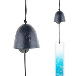 cloches vent moderne motif abstrait poissons vagues océan bleu vert noir jaune