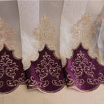 rideaux violet brodés ornements floraux semi transparents classiques maison hospitalité tulle polyester