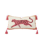 housse coussin lombaire léopard peluche pompons vintage décoration maison lit voiture