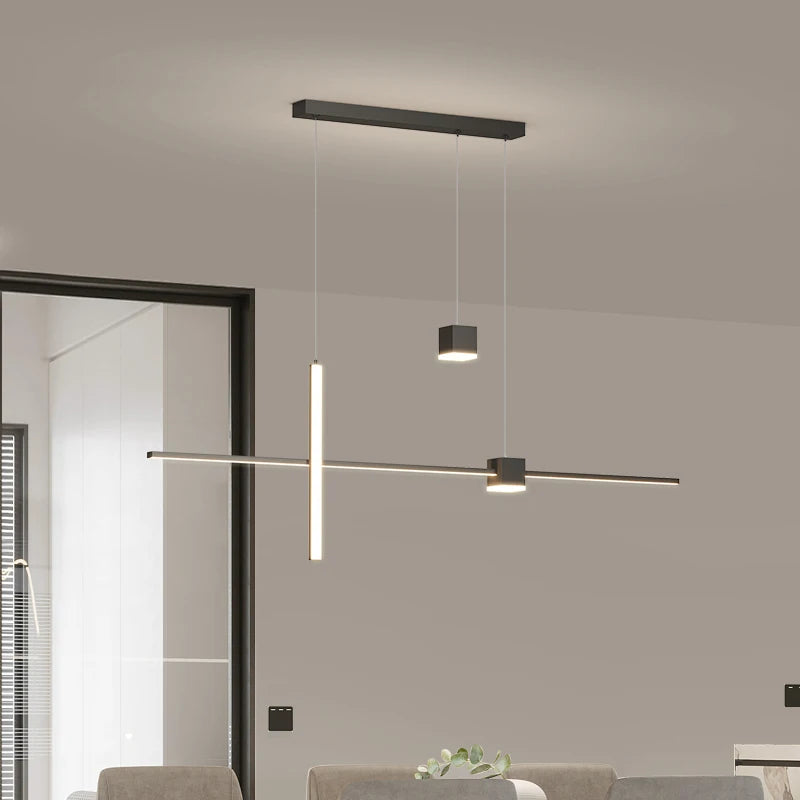 suspension lumineuse moderne led blanc noir minimaliste intérieur salon cuisine chambre restaurant