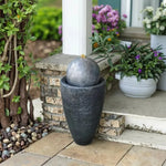 fontaine décorative moderne résine gris foncé jardin intérieur extérieur unique
