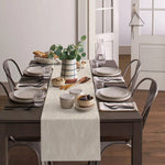 table cheminement lin beige moderne lignes ondulées réutilisable décoration table manger farmhouse