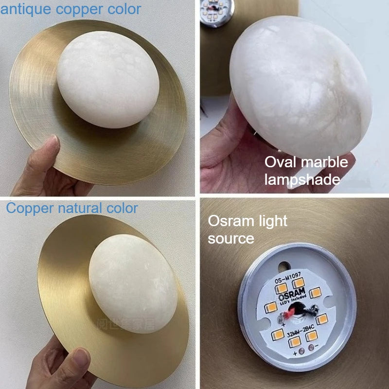 lampe murale moderne or antique marbre blanc led 3000k 4000k 6000k