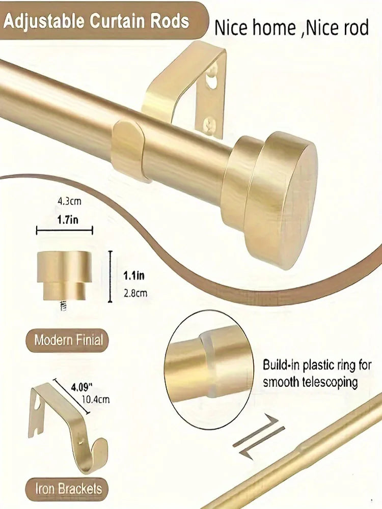 tige rideaux ajustable moderne dorée lisse clips fixation facile 60 120 pouces