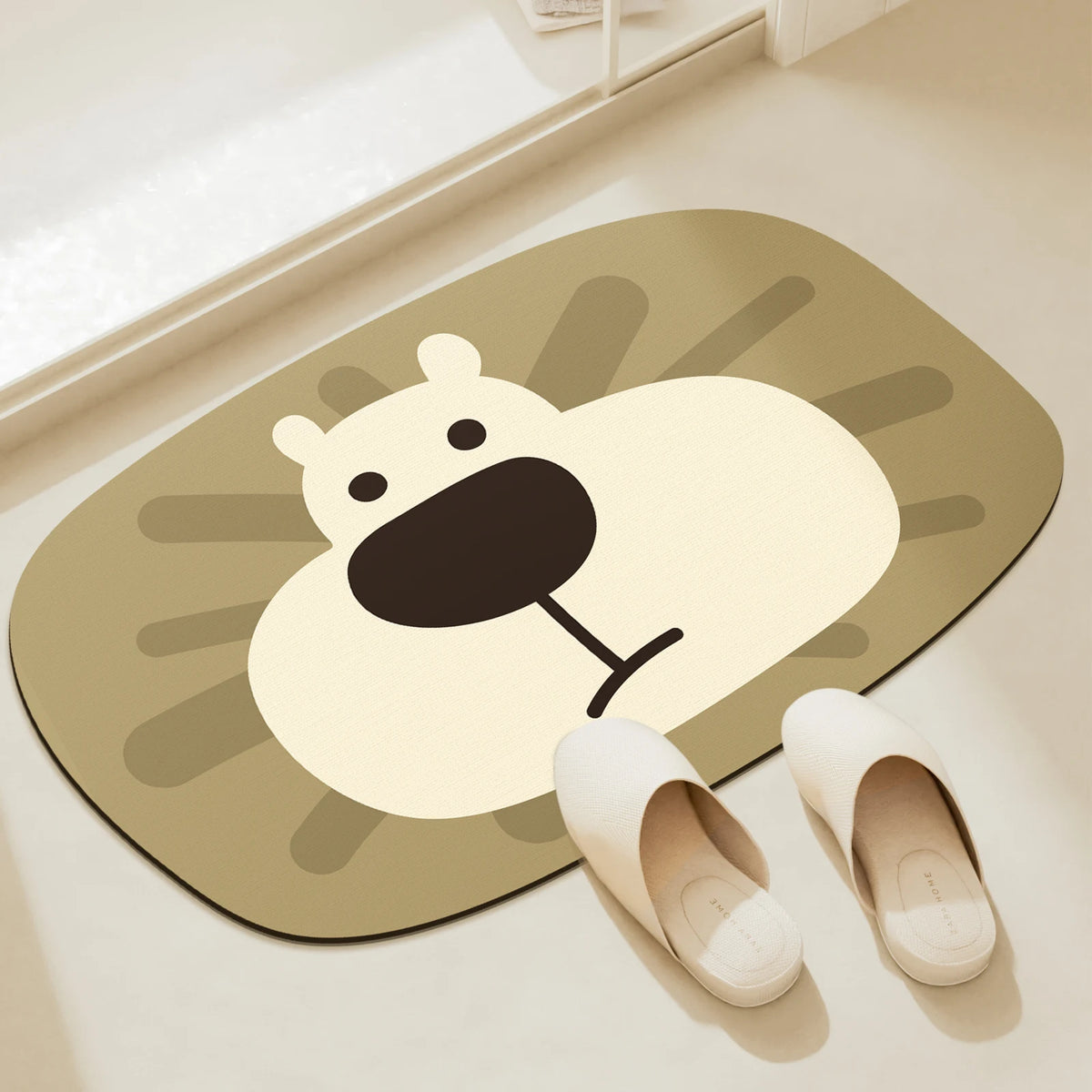 tapis bain caoutchouc antidérapant ours lion motifs animaux marron moderne 40x60cm 50x80cm