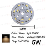 plaque led circulaire 50mm 10w blanc chaud diodes smd5730 modernes technologiques 5v 6000k 3000k