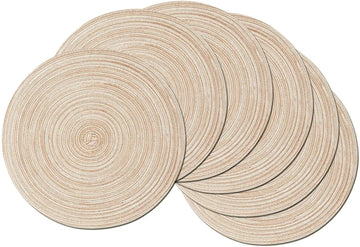 placemat rond rayures concentriques beige clair moderne respectueux environnement tissu polyester coton set table