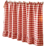 rideau cuisine carreaux coton classique ruban fixation blanc marron rouge bleu vert beige
