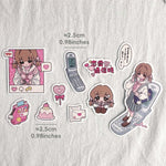stickers kawaii dessins animés personnages desserts rose blanc gris noir opaques téléphone bagages moto
