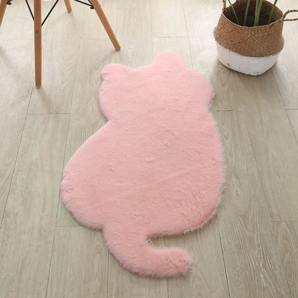 tapis acrylique doux motif chat gris noir rose beige moderne