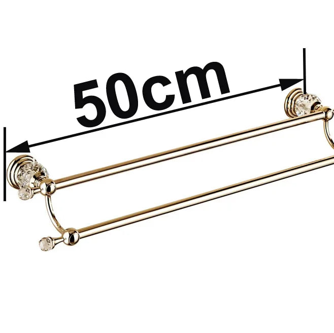 porte serviettes mural or cristal rondelles classique vis invisibles double barres 615mm
