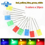 diodes led rouges vertes bleues jaunes kit 100 pieces 2x5x7mm transparentes électronique diy proyectos