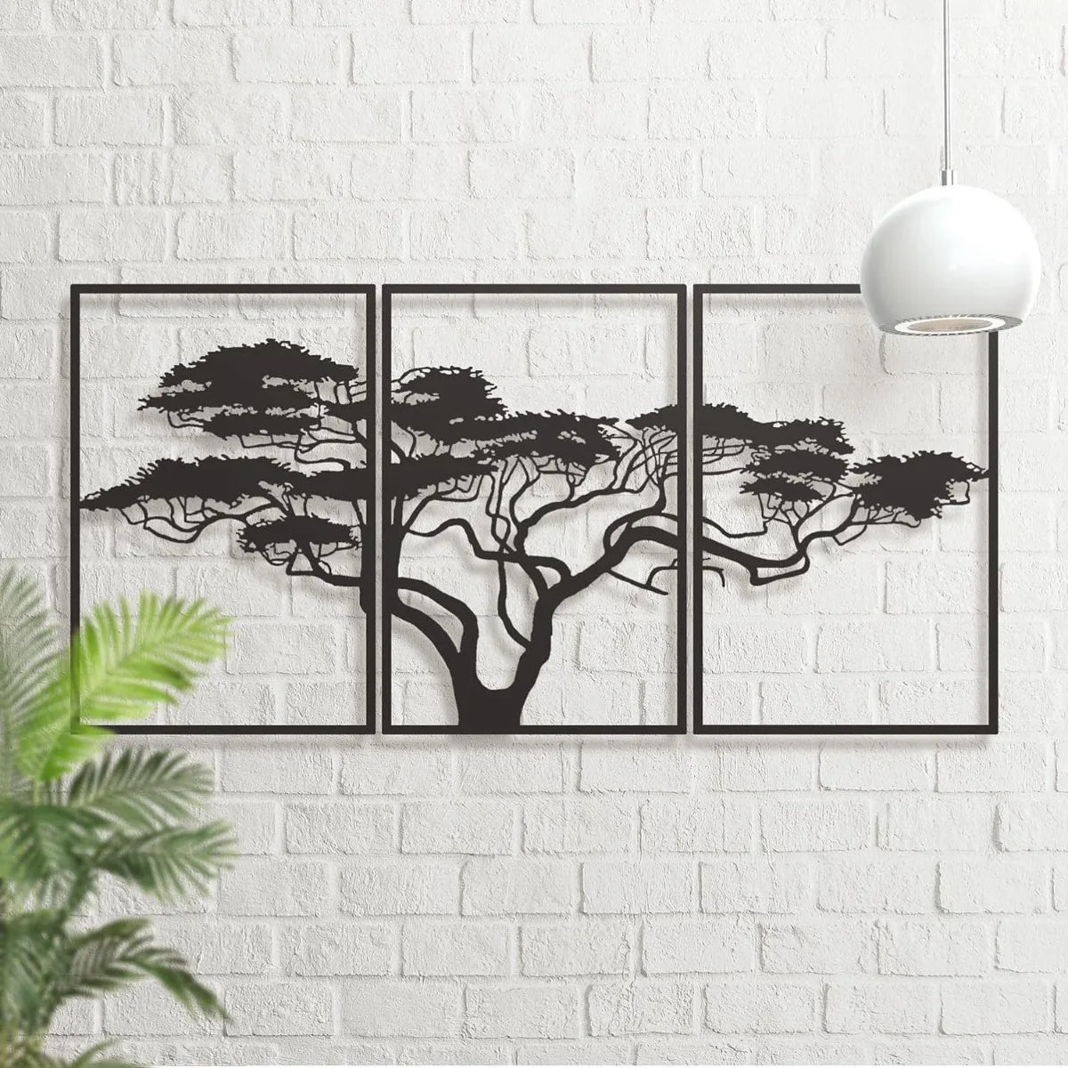 décoration murale sculpture moderne arbre silhouette métal noir branches détaillées
