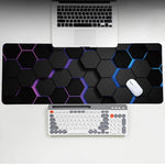 tapis souris gaming hexagonal noir bleu violet moderne organiser souris clavier éléments
