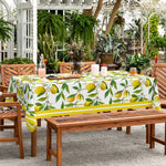 nappe rectangulaire moderne jaune citron feuilles décoration table fête polyester