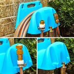 support mural tuyau d'arrosage orange noir bleu robuste anti corrosion fixations