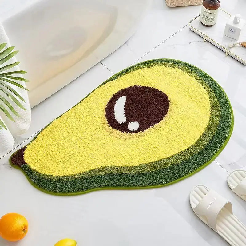 tapis décoration maison jaune rose orange blanc dessin animé souriant imperméable salle bain porte