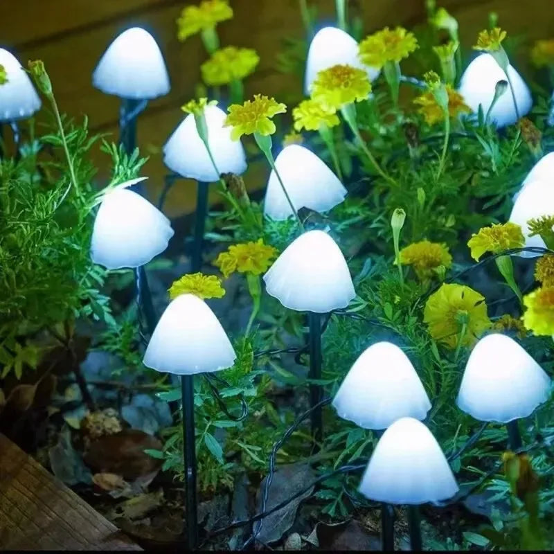 guirlande lumineuse solaire champignon multicolore jardin féerique extérieure autoinstallation led opaque contemporaine festive