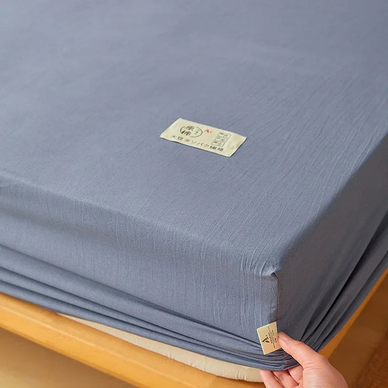drap housse lit coton blanc uni élastique matelas moderne doux