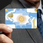 autocollants adhésifs drapeau argentin soleil doré carte crédit bleu blanc anti rayures pièces opaques