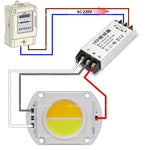 module led cob blanc jaune grille points connecteur moderne haute puissance deux couleurs