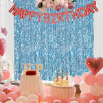 rideau pailleté bleu clair argenté décoration murale festive fête anniversaire mariage Noël
