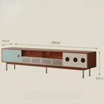 meuble bas tv console mid century bois tiroir étagère murale transparente