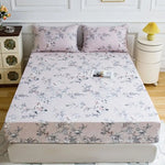 parure lit drap housse taies d'oreiller motif fleurs moderne élégant