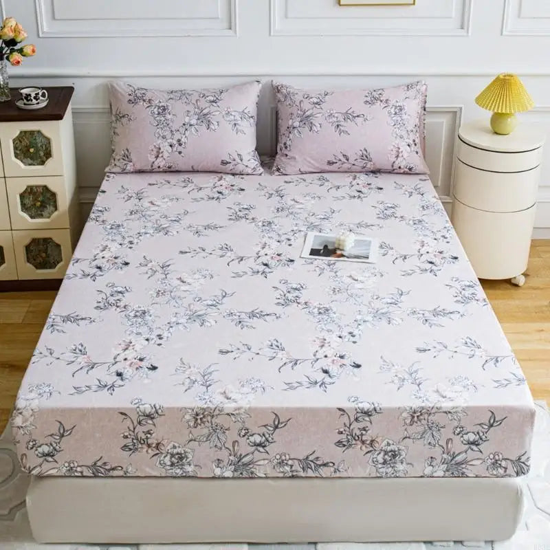 parure lit drap housse taies d'oreiller motif fleurs moderne élégant