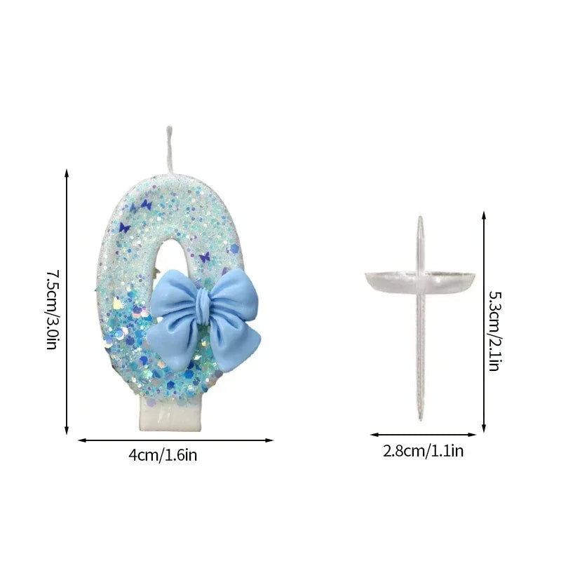 bougies anniversaire chiffres blanc bleu paillettes argentées festives tringle decoration