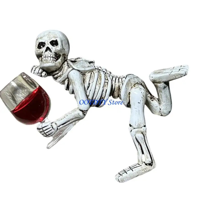 figurines squelette résine boissons halloween blanc rouge jaune aspect osseux texture rugueuse