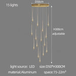 Suspension moderne dorée gouttes pluie opaques lumière chaude lumière blanche 90 260V