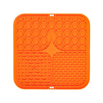 tapis jeu chien orange bleu vert gris texture nid d'abeille moderne distractive grains maïs